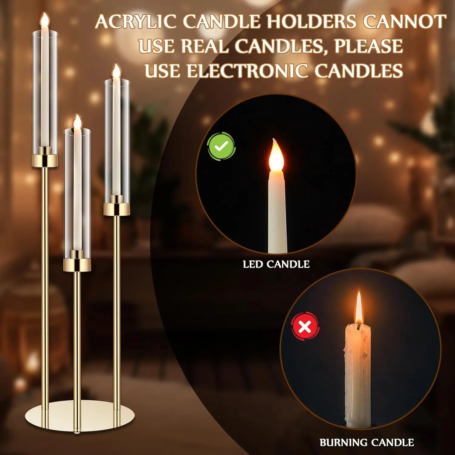 Gold Acrylic Candelabra Centerpiece