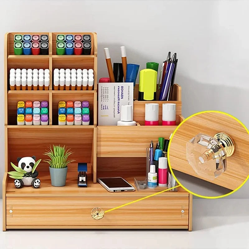 Wooden Desktop Organizer with Drawer
