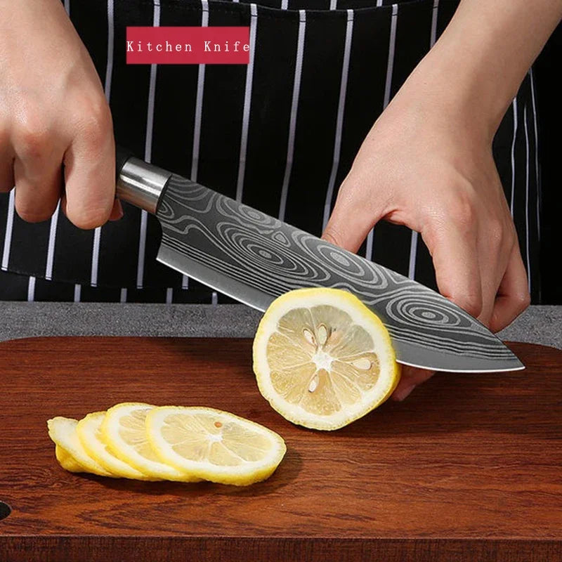 Damascus Kitchen Knife Set