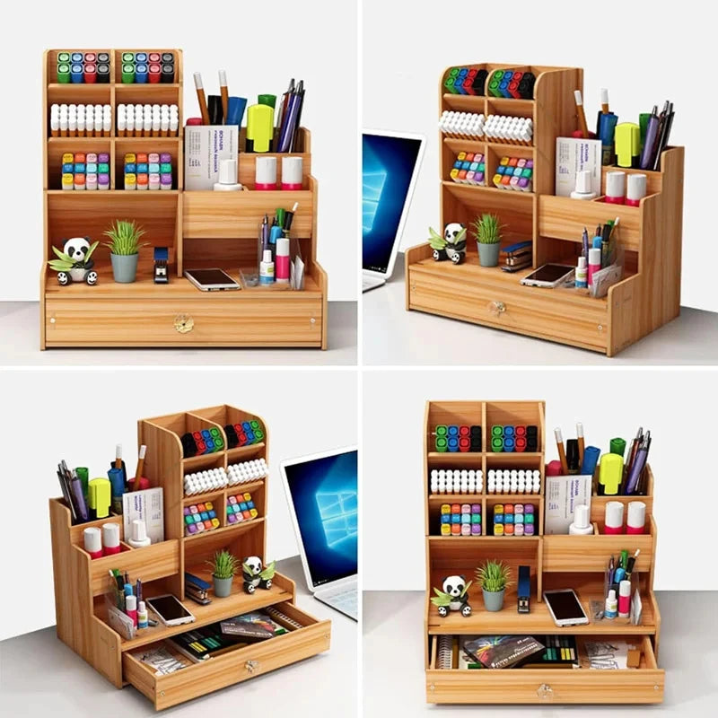 Wooden Desktop Organizer with Drawer