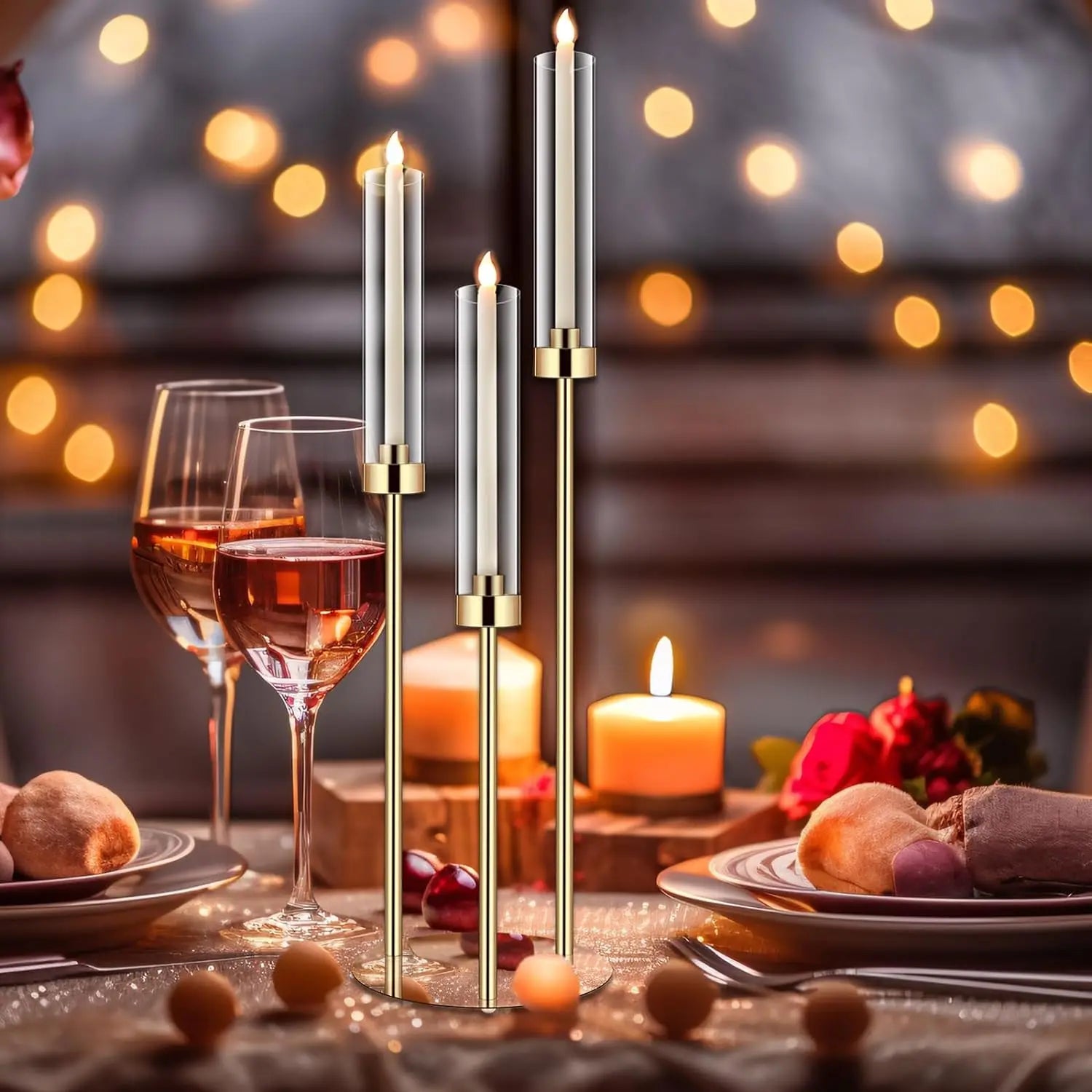 Gold Acrylic Candelabra Centerpiece