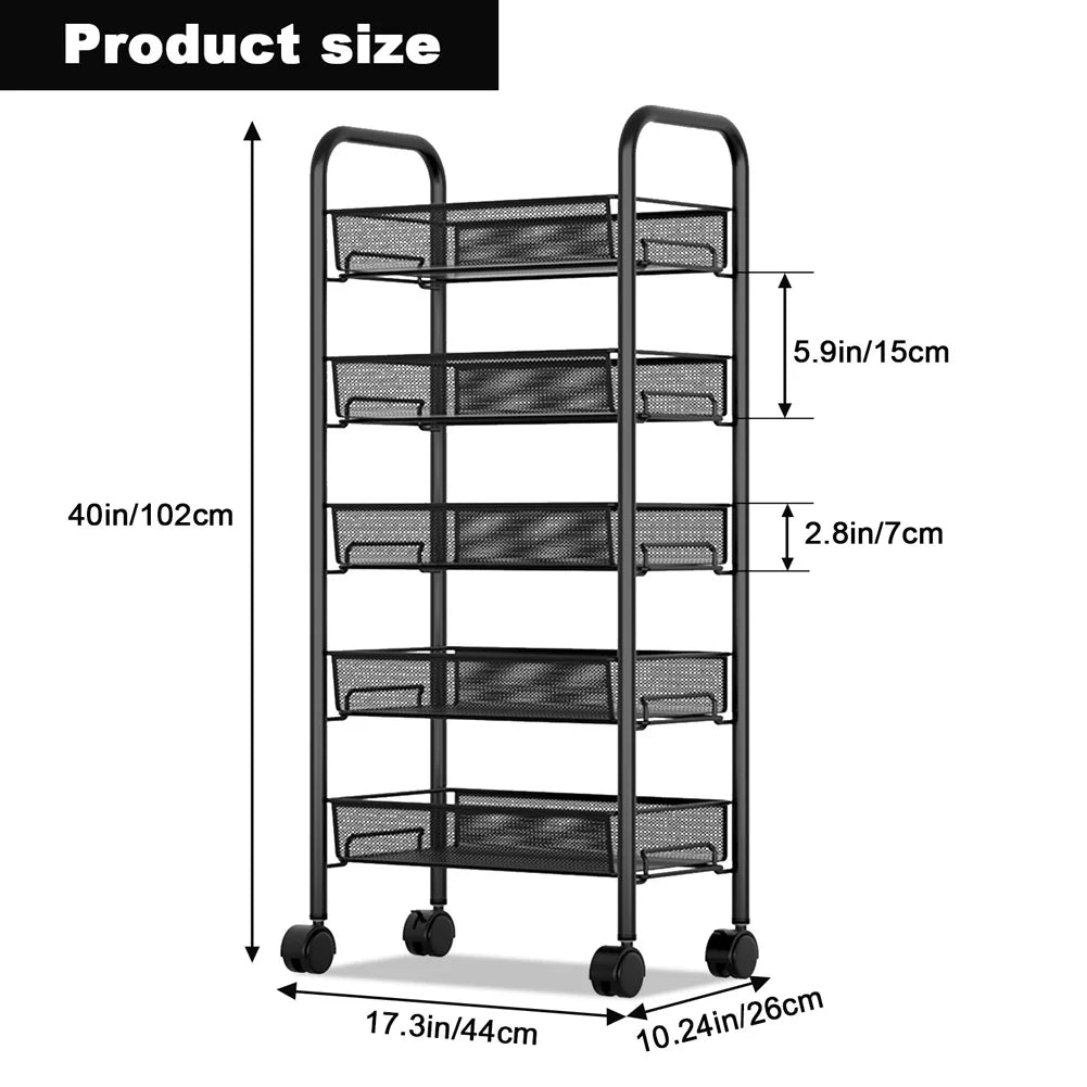 5-Tier Rolling Storage Cart