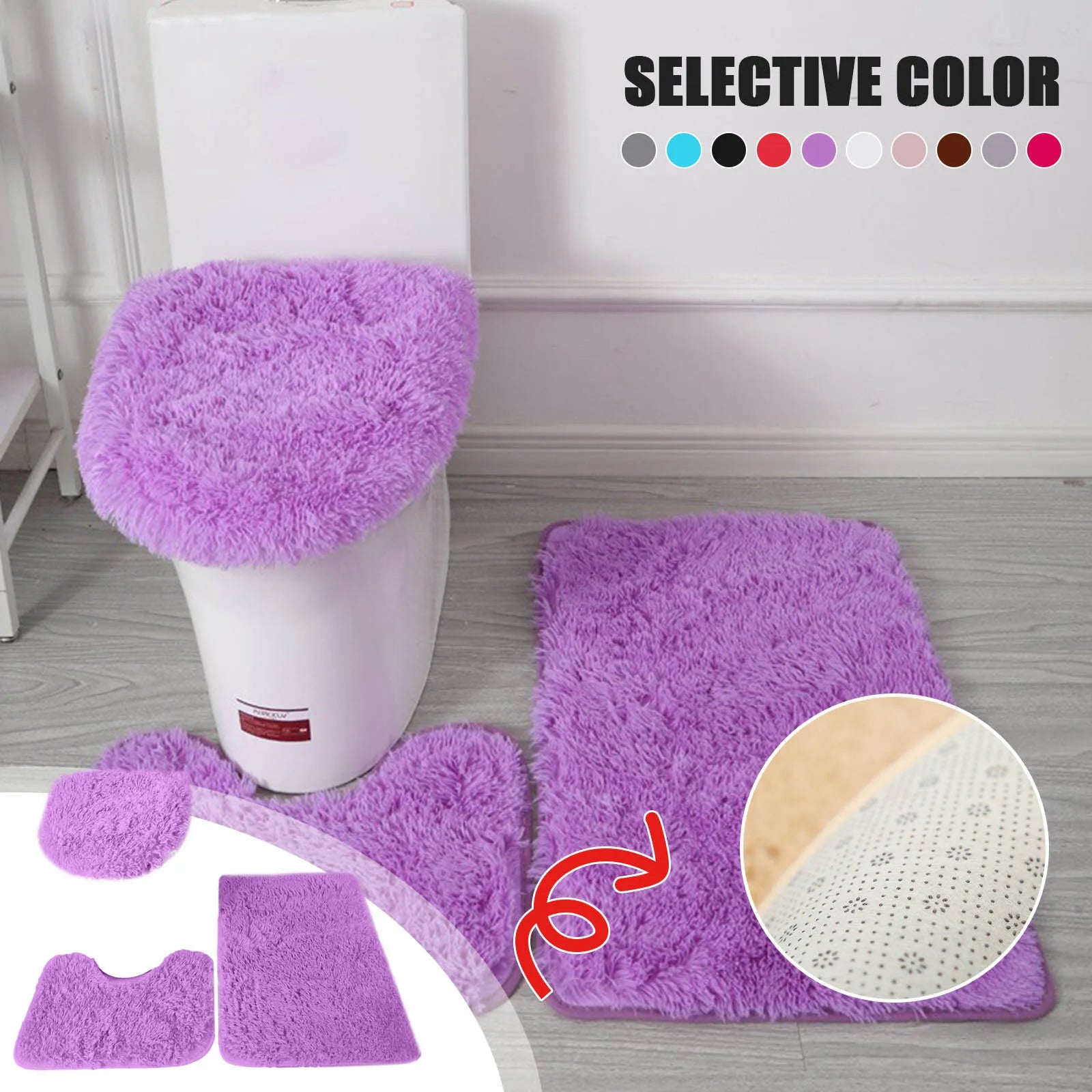 3-Piece Bathroom Rug Set