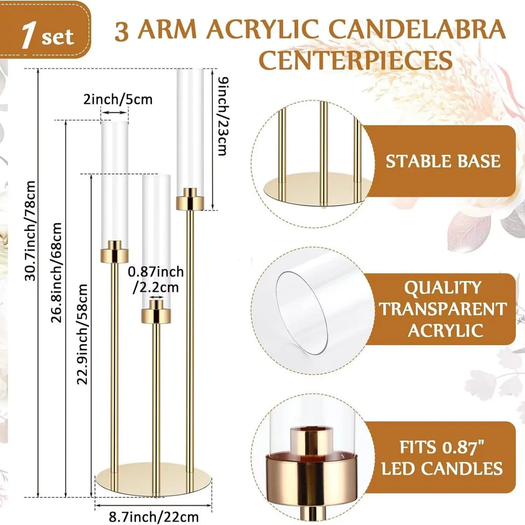 Gold Acrylic Candelabra Centerpiece