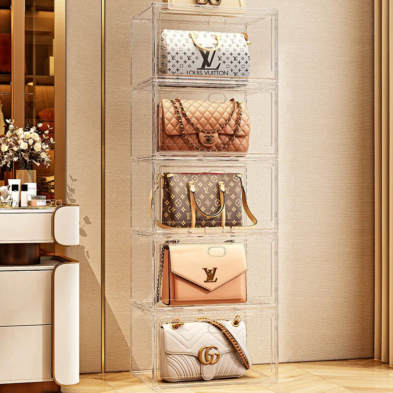 Large Clear Stackable Sneaker Storage Box with Magnetic Door