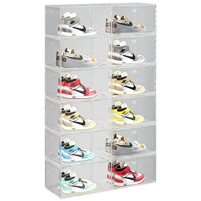 Large Clear Stackable Sneaker Storage Box with Magnetic Door